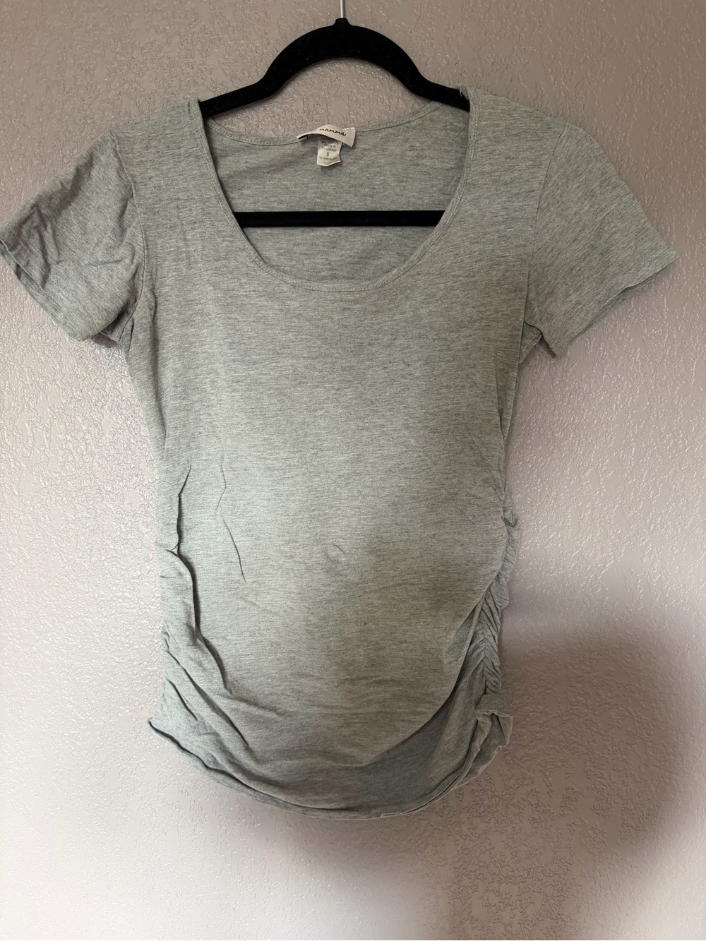 Oh! Mamma Light Gray Short Sleeve Scoop Neck Maternity Top